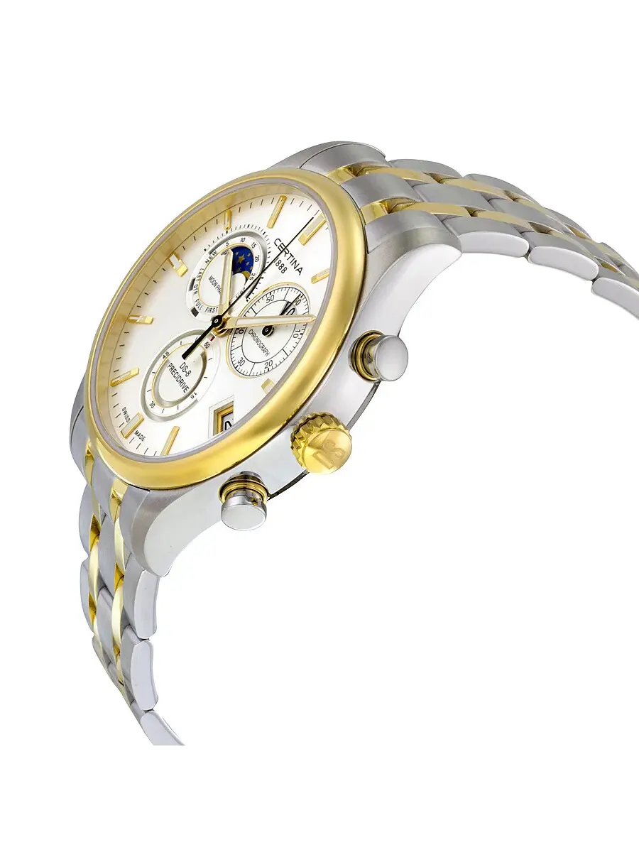 Мужские часы Certina DS-8 Chrono Moonphase с серебристым циферблатом и двухцветной отделкой — изображение 2 из 3