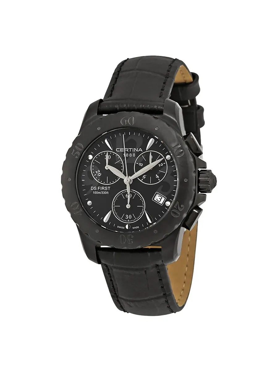Женские часы Certina DS First Chronograph Quartz с черным циферблатом C538.7084.46.61 — изображение 1 из 3, оттенок черный