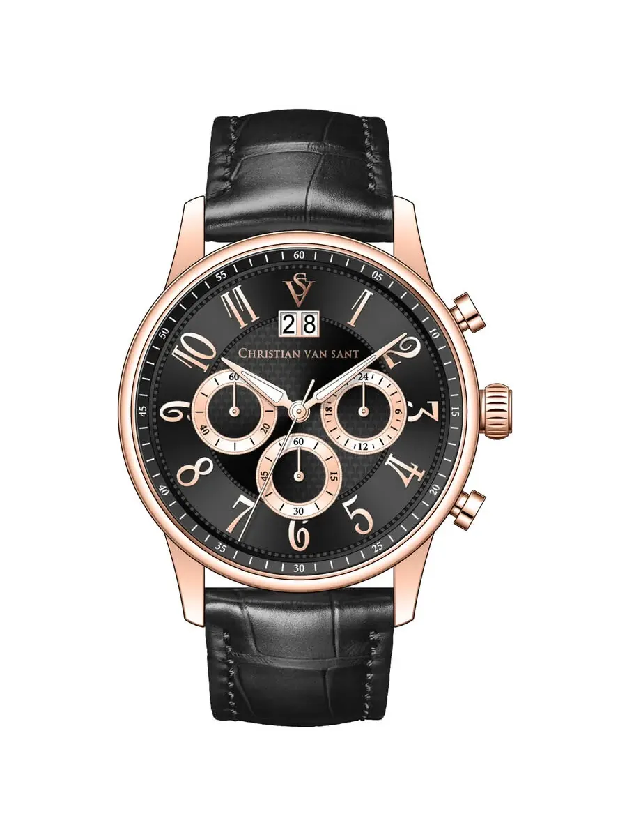 Мужские часы Christian Van Sant Heritage Chronograph с кварцевым механизмом — изображение 1 из 1, оттенок розовый золотистый