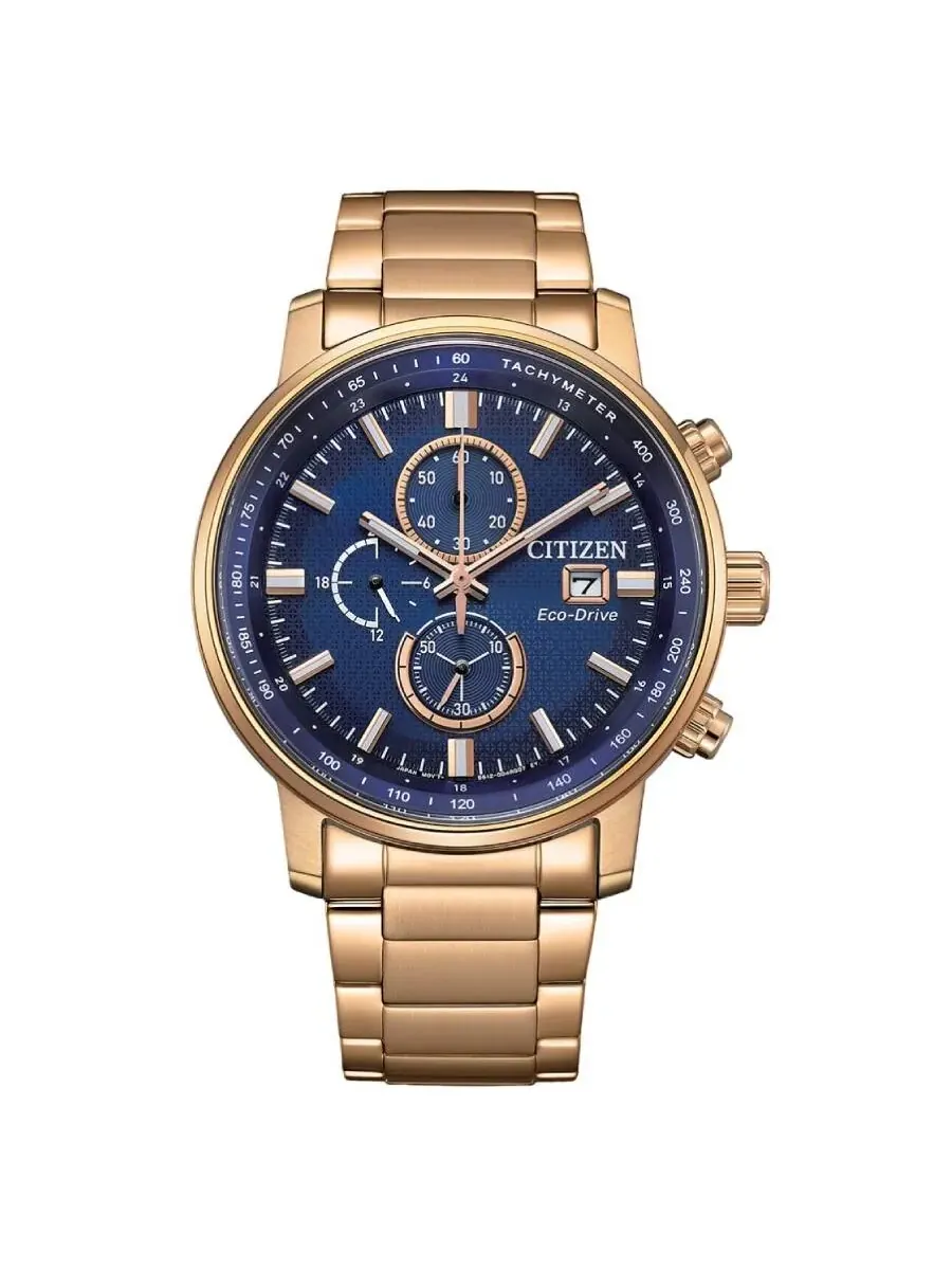 Мужские часы Citizen Eco-Drive с хронографом и синим циферблатом CA0843-89L — изображение 1 из 2, оттенок розовый золотистый