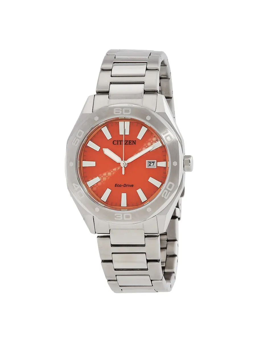 Мужские часы Citizen Eco-Drive с оранжевым циферблатом BM7630-80Z — изображение 1 из 3, оттенок серебристый