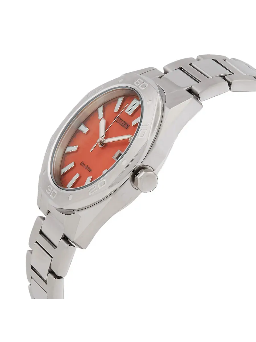 Мужские часы Citizen Eco-Drive с оранжевым циферблатом BM7630-80Z — изображение 2 из 3, оттенок серебристый