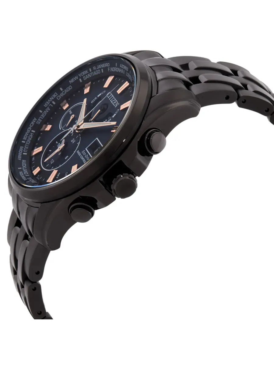 Мужские часы Citizen Eco-Drive Perpetual Alarm World Time GMT с черным циферблатом AT9039-51L — изображение 2 из 3
