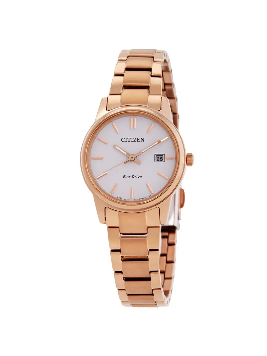 Женские часы Citizen Eco-Drive с белым циферблатом EW2313-93A — изображение 1 из 3, оттенок золотистый