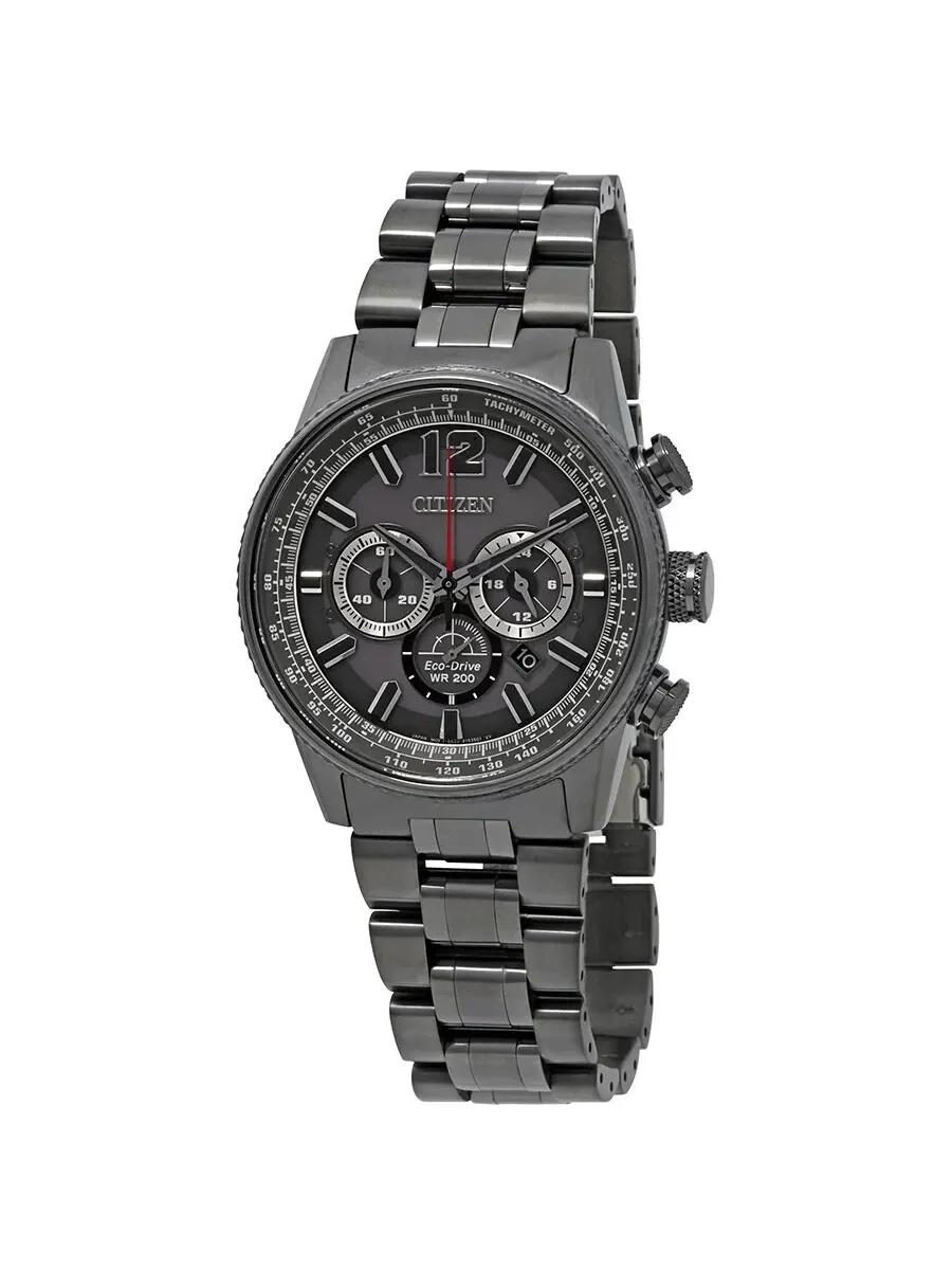Мужские часы Citizen Nighthawk Chronograph с угольно-серым циферблатом CA4377-53H — изображение 1 из 3, оттенок серебристый