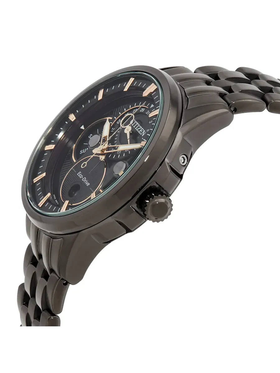 Мужские часы Citizen Calendrier Multifunction с черным циферблатом и черным покрытием BU0057-54E — изображение 2 из 3