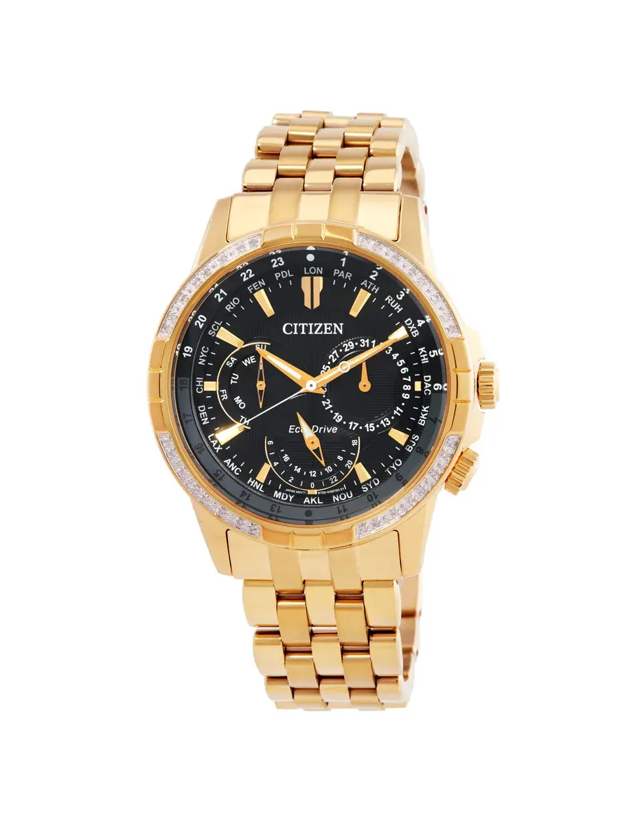 Мужские часы Citizen Chronograph с черным циферблатом и бриллиантами BU2082-56E — изображение 1 из 3, оттенок золотистый