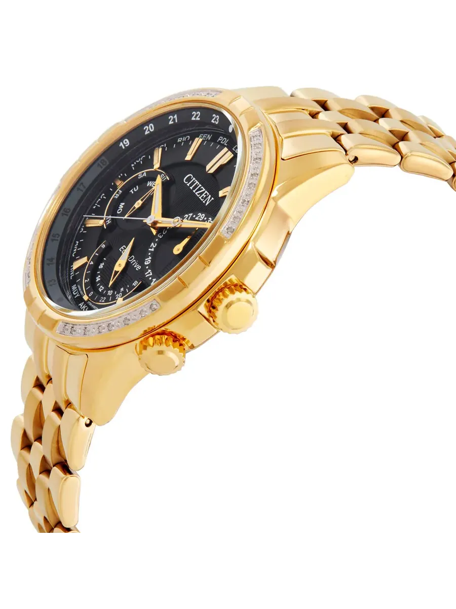 Мужские часы Citizen Chronograph с черным циферблатом и бриллиантами BU2082-56E — изображение 2 из 3, оттенок золотистый