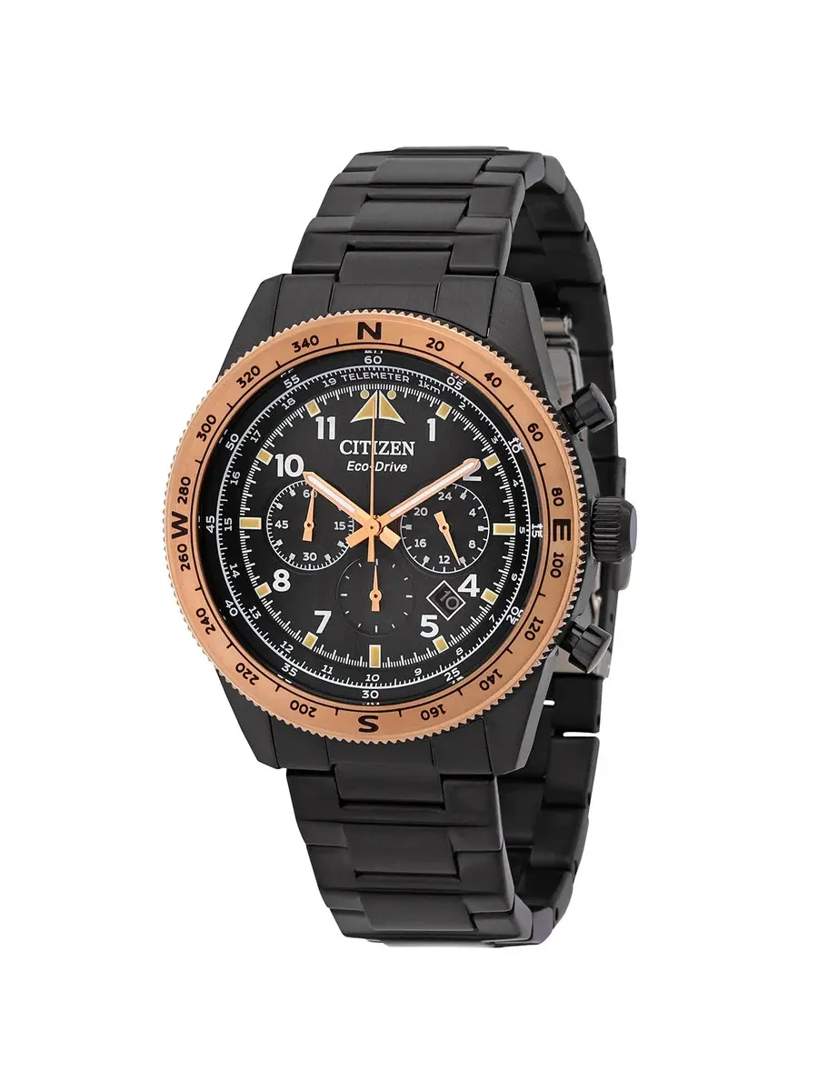 Мужские часы Citizen Chronograph Eco-Drive с черным циферблатом CA4556-89E — изображение 1 из 3, оттенок розовый золотистый