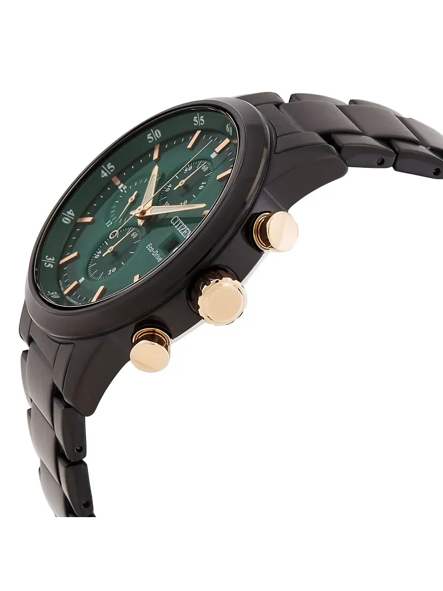 Мужские часы Citizen Chronograph Eco-Drive с зеленым циферблатом CA0746-85X — изображение 2 из 3, оттенок черный