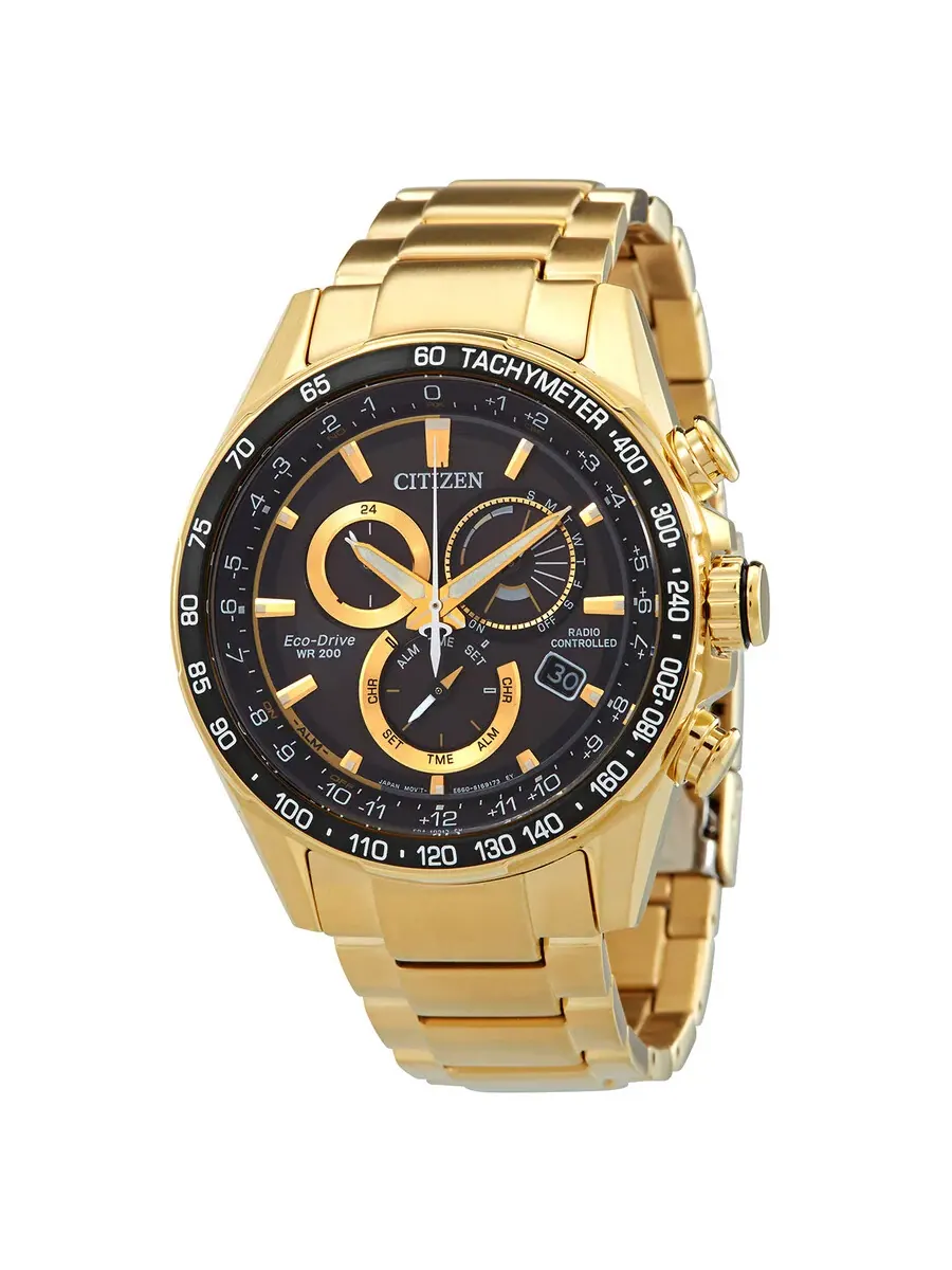 Мужские часы Citizen PCAT Chronograph с черным циферблатом CB5912-50E — изображение 1 из 3, оттенок золотистый