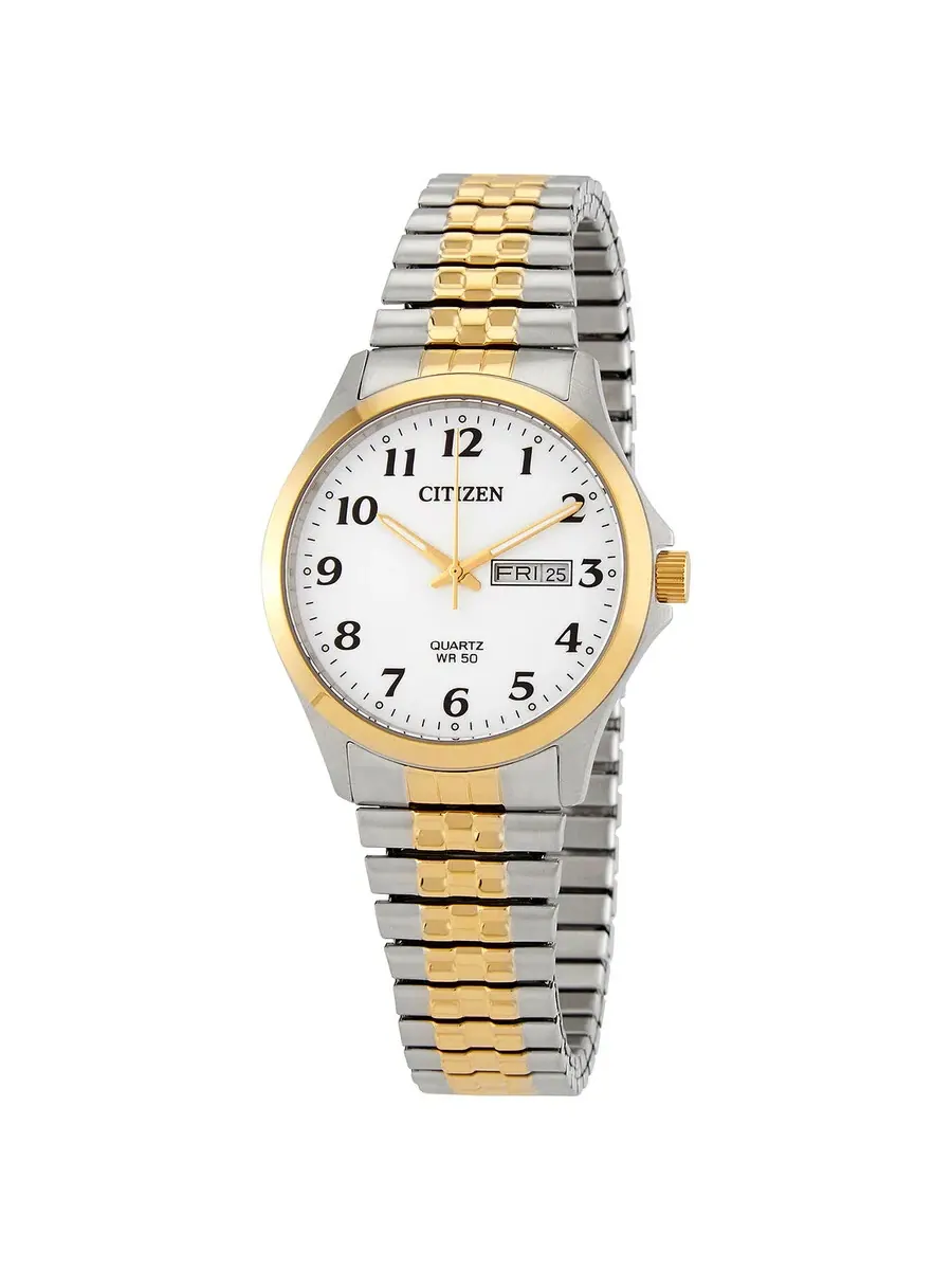 Мужские часы Citizen Chronograph Quartz с белым циферблатом и двухцветным корпусом BF5004-93A — изображение 1 из 3