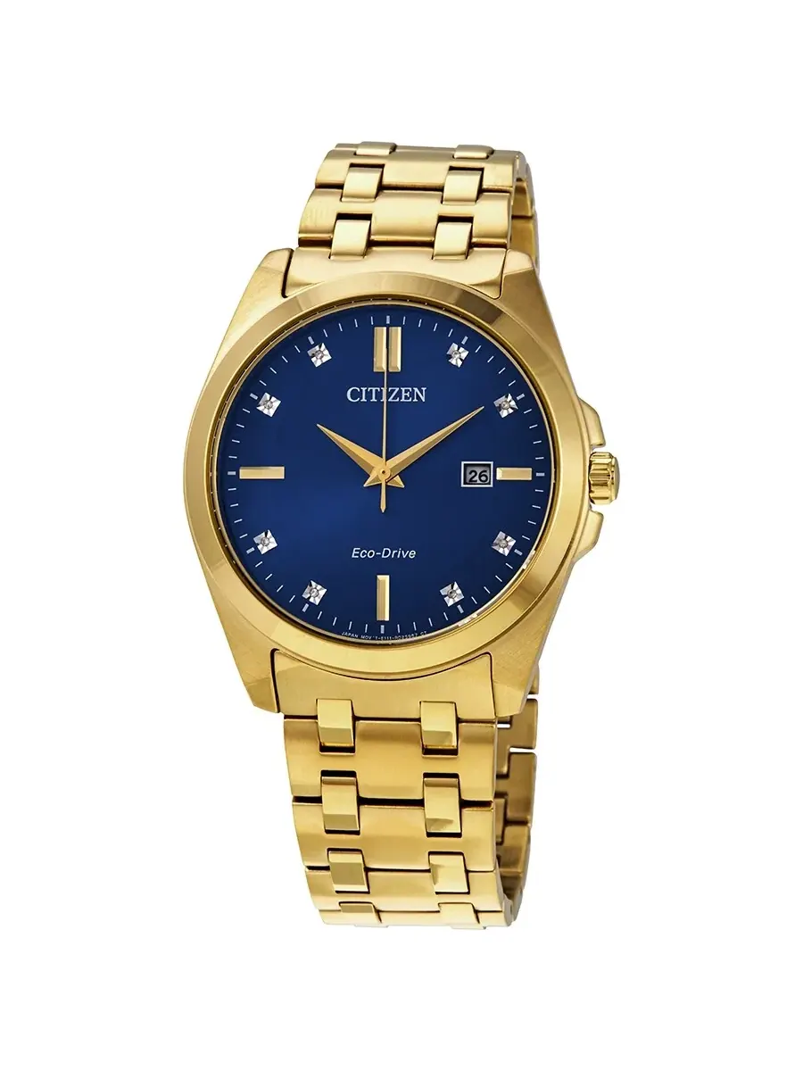 Часы Citizen Corso Eco-Drive с синим циферблатом и бриллиантом BM7103-51L — изображение 1 из 3, оттенок желтый золотистый