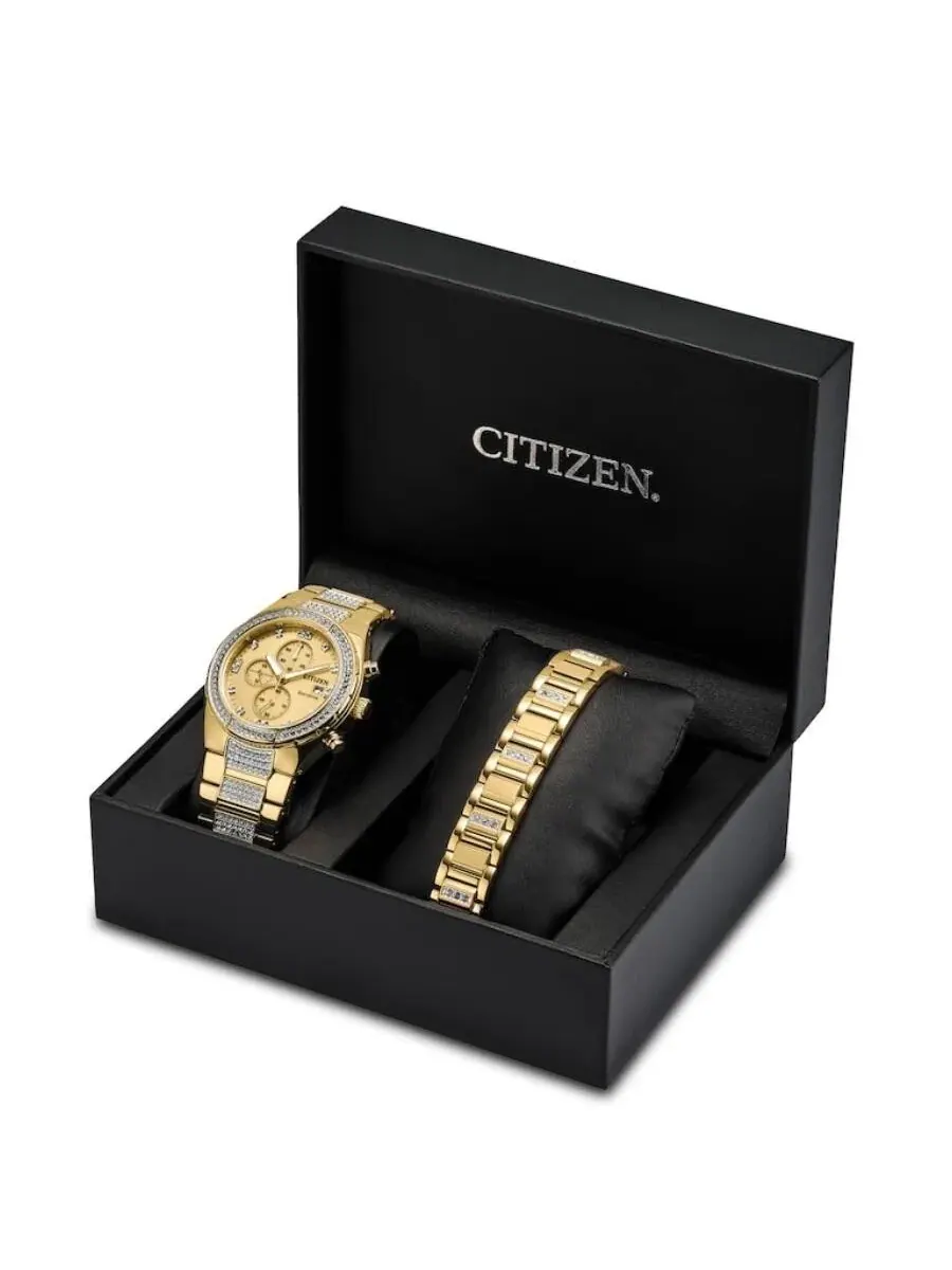 Набор Citizen Corso Eco-Drive Chronograph с часами и браслетом CA0752-66P — изображение 2 из 2, оттенок золотистый