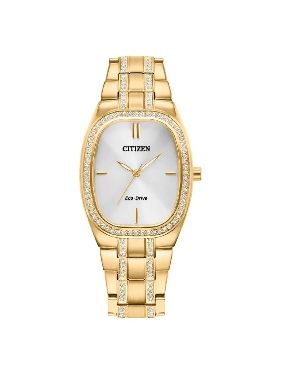 Женские часы Citizen Crystal Eco-Drive с серебристым циферблатом EM1082-50A — изображение 1 из 2, оттенок золотистый