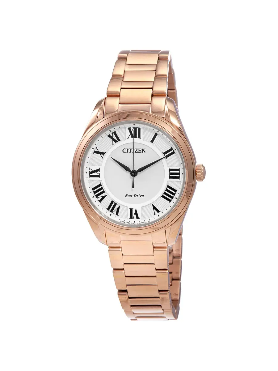 Женские часы Citizen Eco-Drive Arezzo с белым циферблатом EM0973-55A — изображение 1 из 3, оттенок розовый золотистый