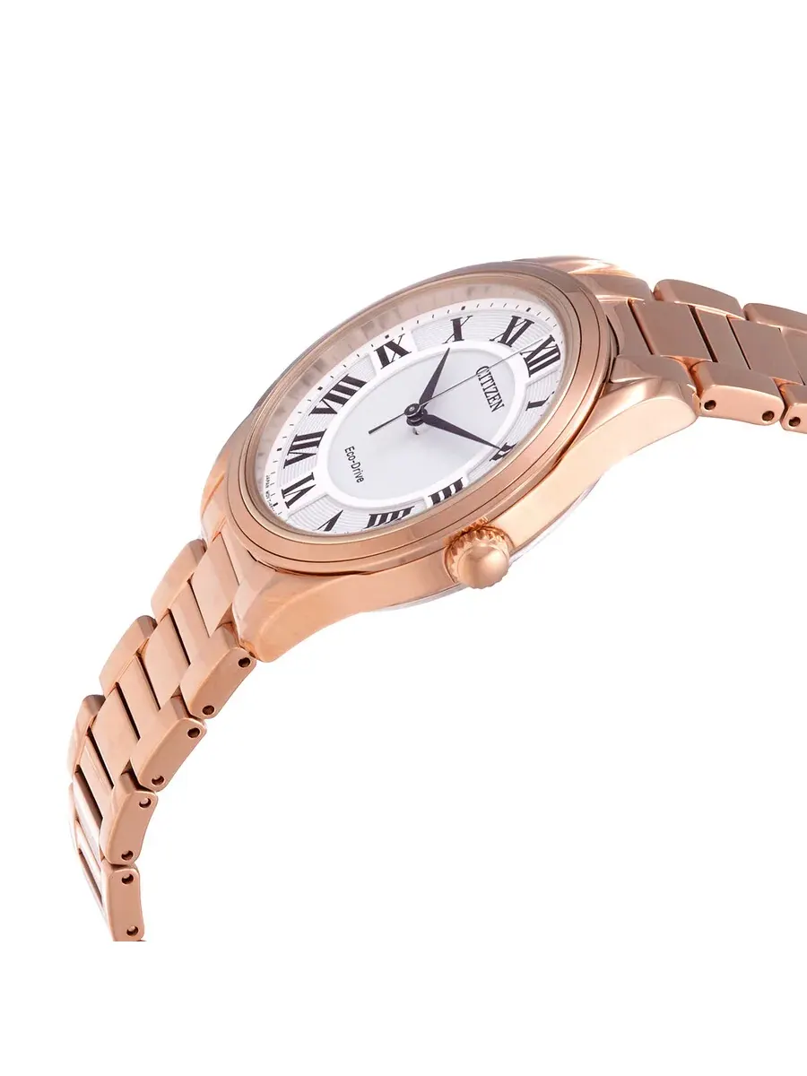 Женские часы Citizen Eco-Drive Arezzo с белым циферблатом EM0973-55A — изображение 2 из 3, оттенок розовый золотистый