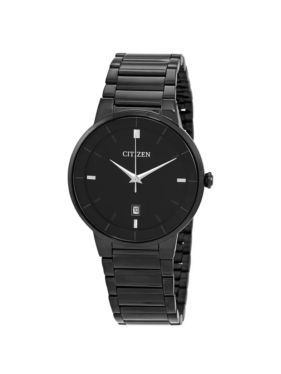 Мужские часы Citizen Quartz с черным циферблатом и черным покрытием BI5017-50E — изображение 1 из 3, оттенок черный