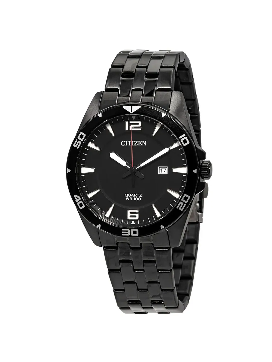 Мужские кварцевые часы Citizen BI5055-51E с черным циферблатом и черным покрытием — изображение 1 из 3, оттенок черный