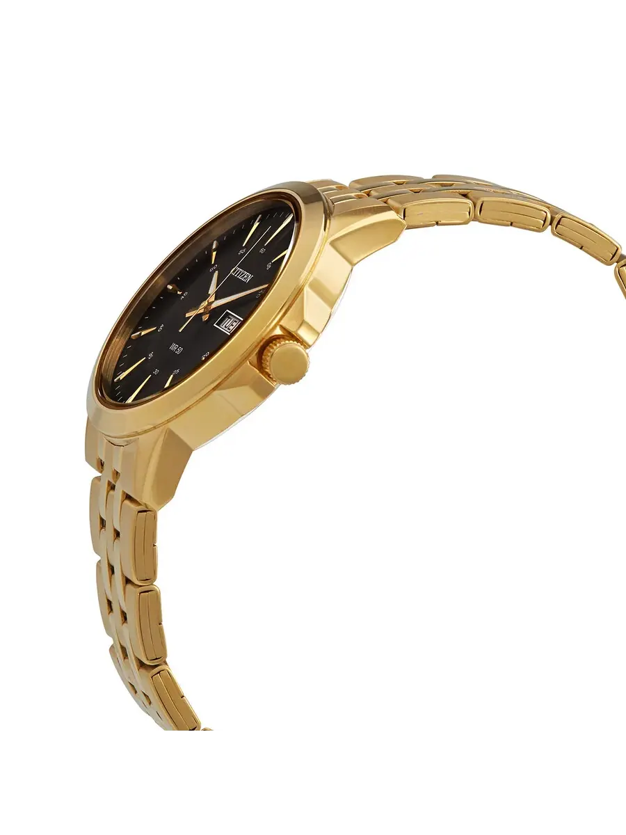 Мужские часы Citizen Quartz с черным циферблатом и золотистым корпусом BF2013-56E — изображение 2 из 3, оттенок золотистый
