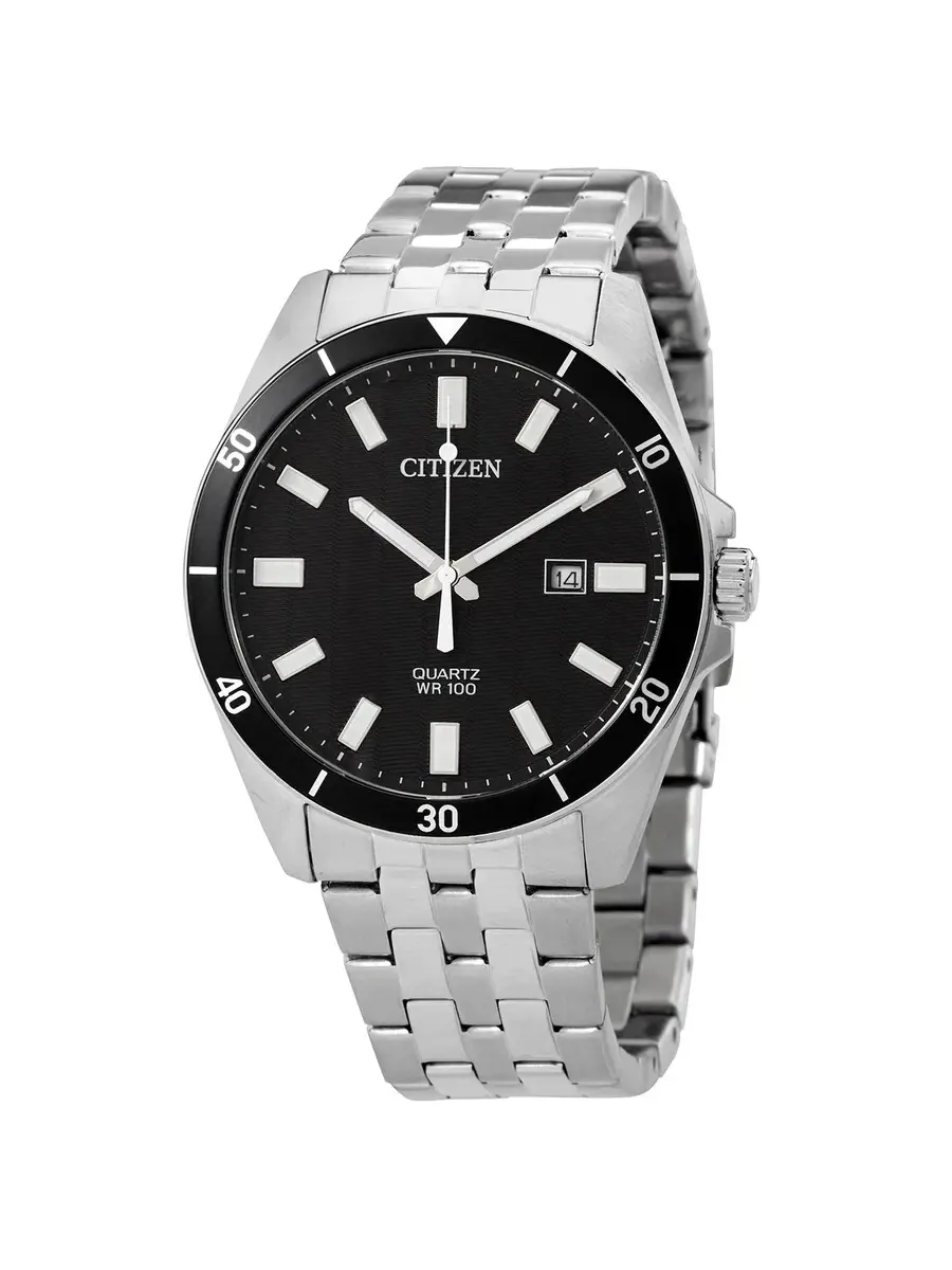 Мужские часы Citizen Quartz с черным циферблатом и корпусом из нержавеющей стали BI5050-54E — изображение 1 из 3