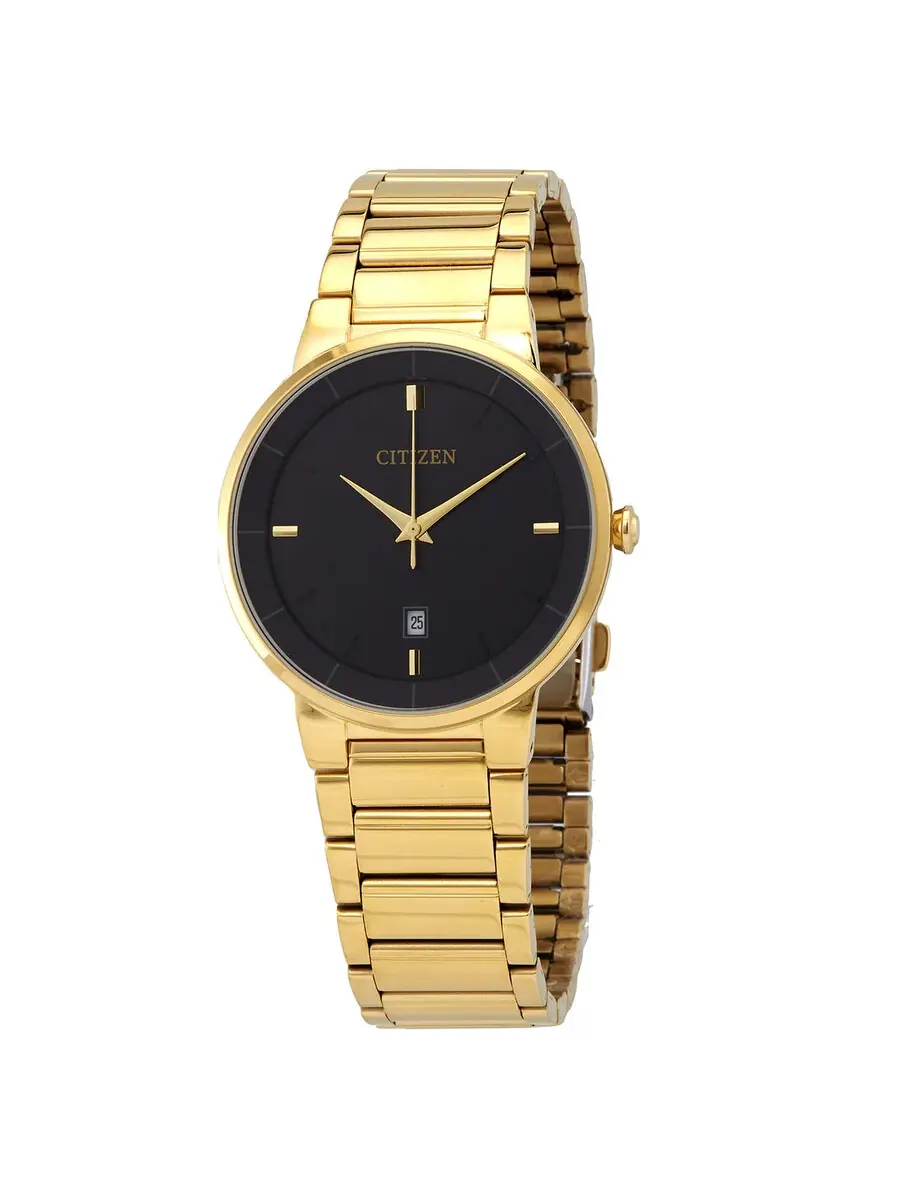 Мужские часы Citizen Quartz с черным циферблатом и желтым золотым оттенком BI5012-53E — изображение 1 из 3