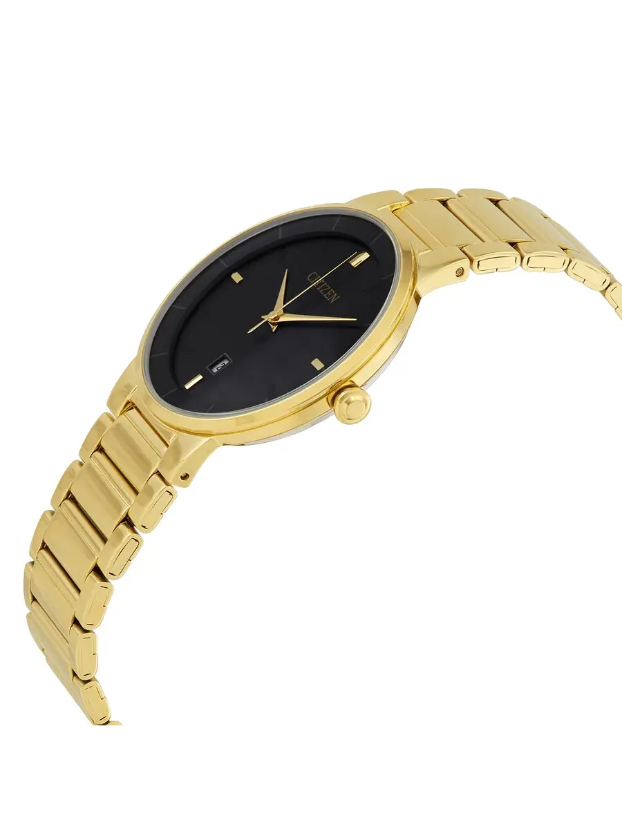 Мужские часы Citizen Quartz с черным циферблатом и желтым золотым оттенком BI5012-53E — изображение 2 из 3