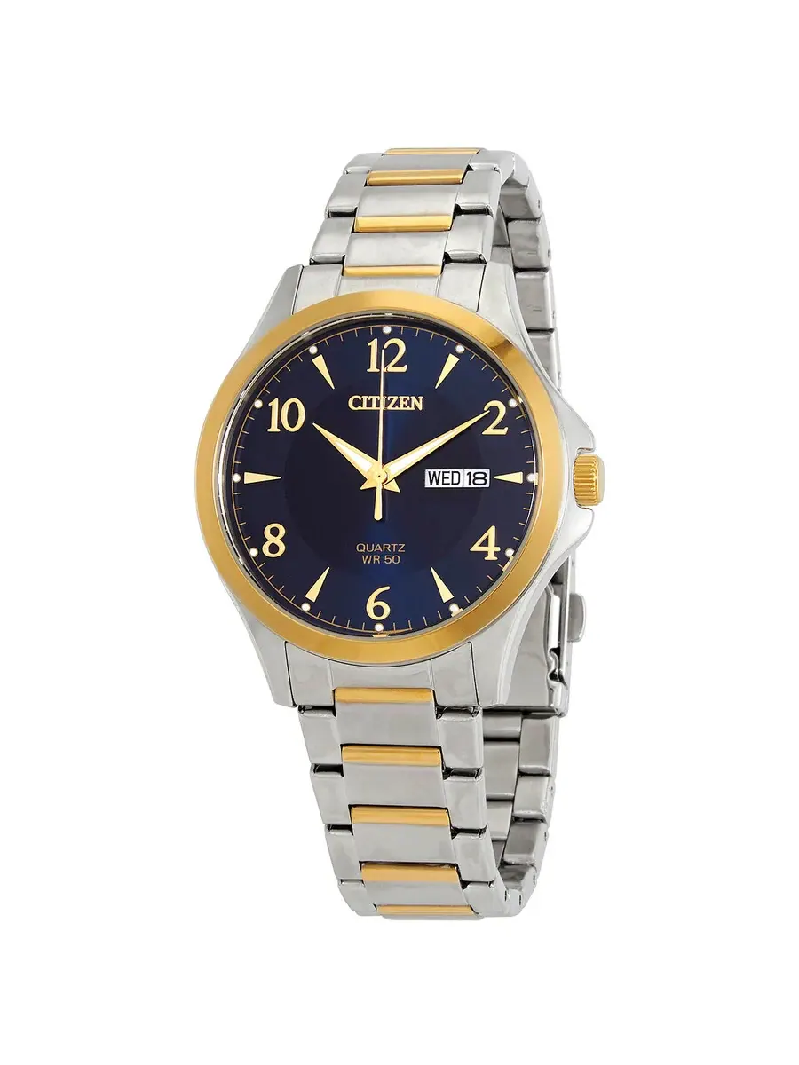 Мужские часы Citizen Quartz с синим циферблатом Midnight Blue BF2005-54L — изображение 1 из 3, оттенок золотистый