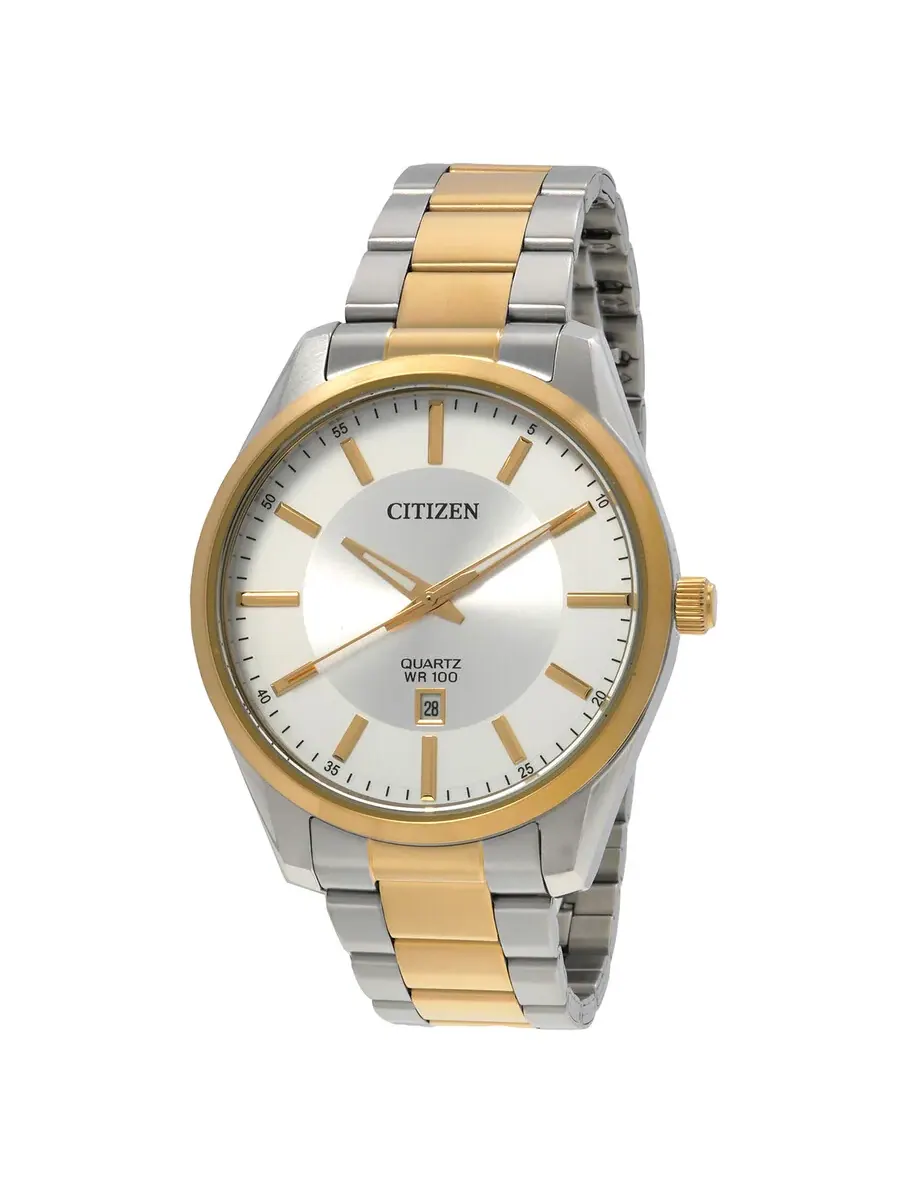 Мужские часы Citizen Quartz с серебристым циферблатом и двухцветным корпусом BI1036-57A — изображение 1 из 3