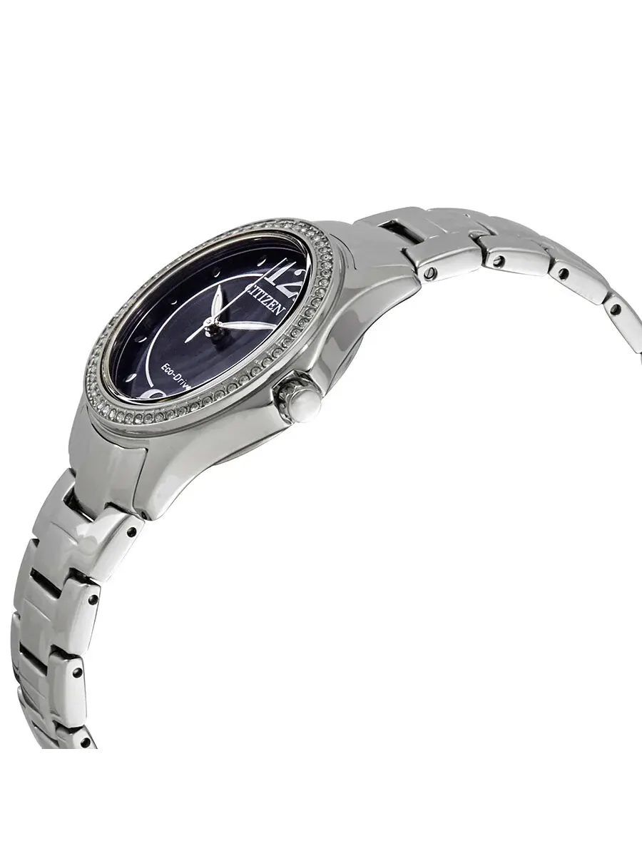 Женские часы Citizen Silhouette Crystal Eco-Drive с синим циферблатом и корпусом из нержавеющей — изображение 2 из 3