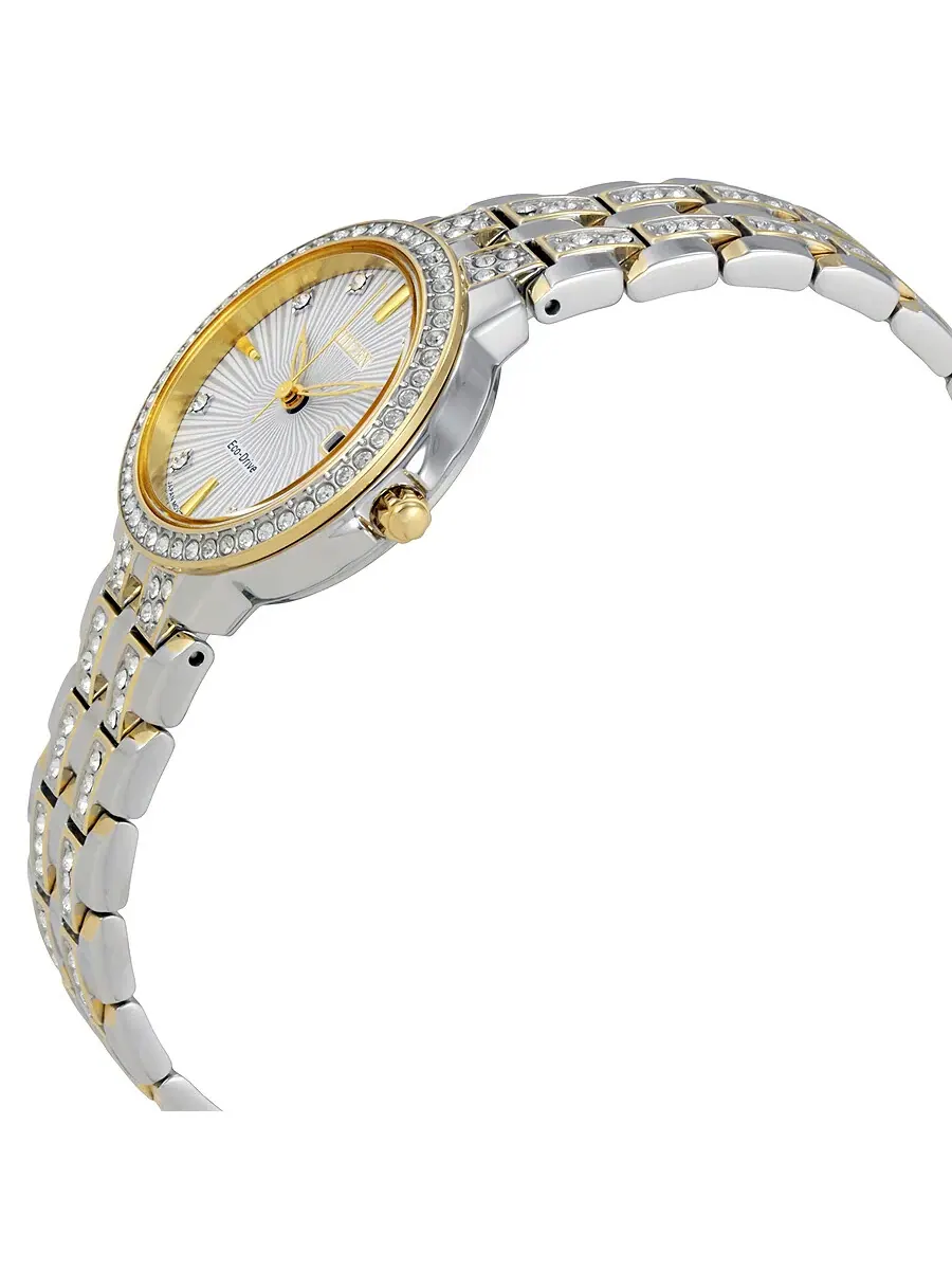 Женские часы Citizen Silhouette с серебристым циферблатом из кристалла EW2344-57A — изображение 2 из 3, оттенок золотистый