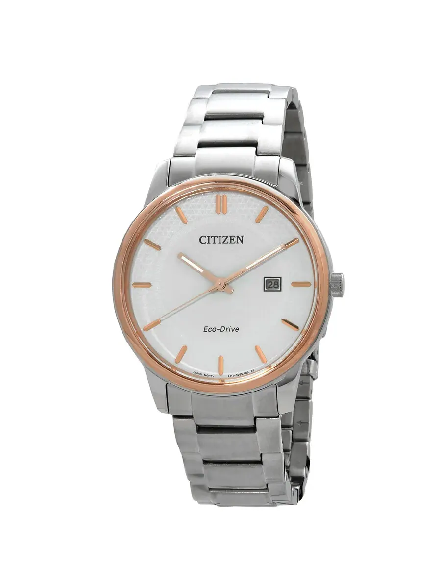 Мужские классические часы Citizen Silver Dial Eco-Drive BM6979-74A — изображение 1 из 3, оттенок розовый золотистый