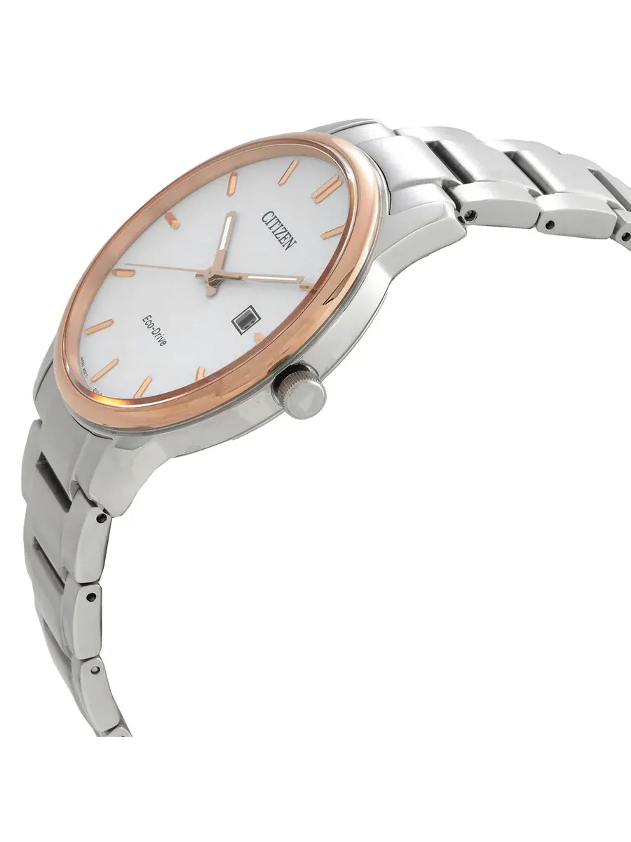 Мужские классические часы Citizen Silver Dial Eco-Drive BM6979-74A — изображение 2 из 3, оттенок розовый золотистый