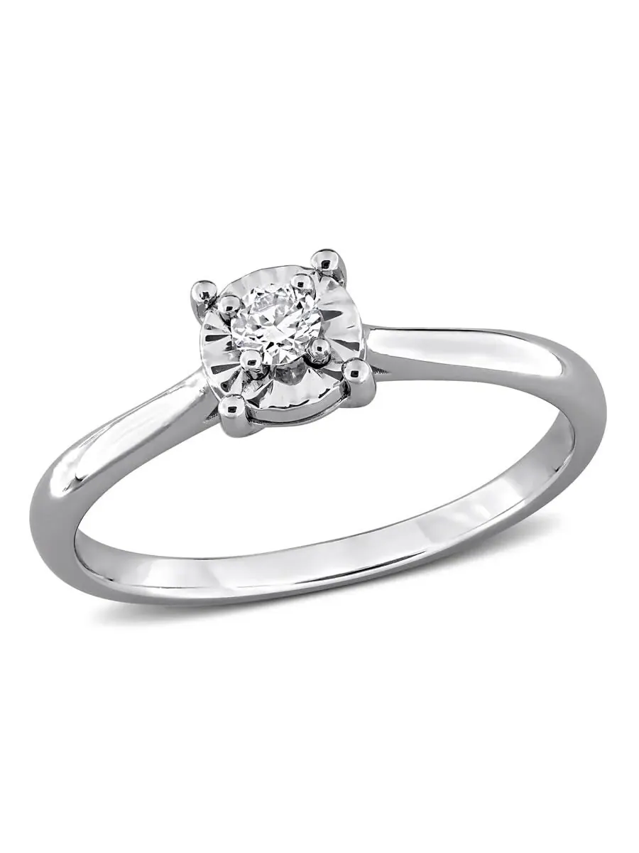 Созданное кольцо для помолвки Forever 1/10 CT TW с лабораторно выращенным бриллиантом из — изображение 1 из 6, оттенок белый