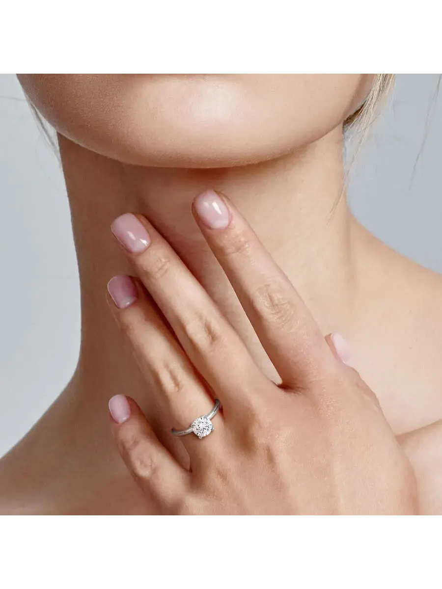Созданное кольцо Forever 1 1/2CT TW с лабораторно выращенным бриллиантом-солитером для помолвки из — изображение 6 из 6