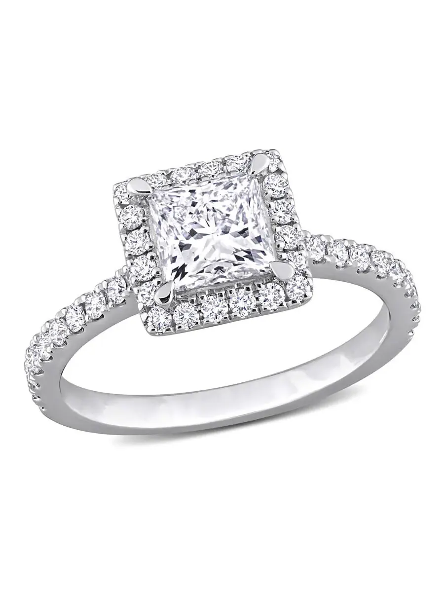 Обручальное кольцо с выращенными в лаборатории бриллиантами Forever 1 1/2 CT TW формы «принцесса» и — изображение 1 из 6