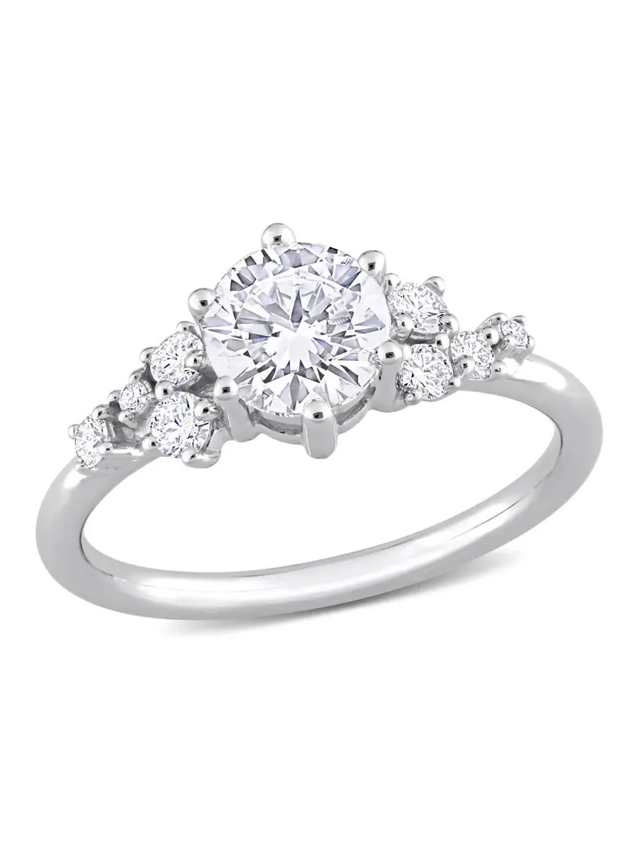 Кольцо с лабораторно созданным бриллиантом Forever 1 1/4 CT TW для помолвки из 14-каратного белого