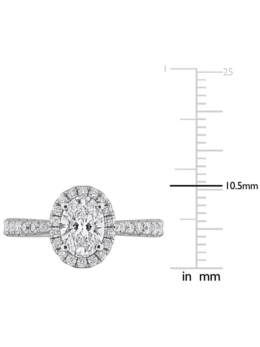 Созданное Forever 1 2/5CT TGW овальное и круглое лабораторно выращенное бриллиантовое кольцо с гало — изображение 3 из 6