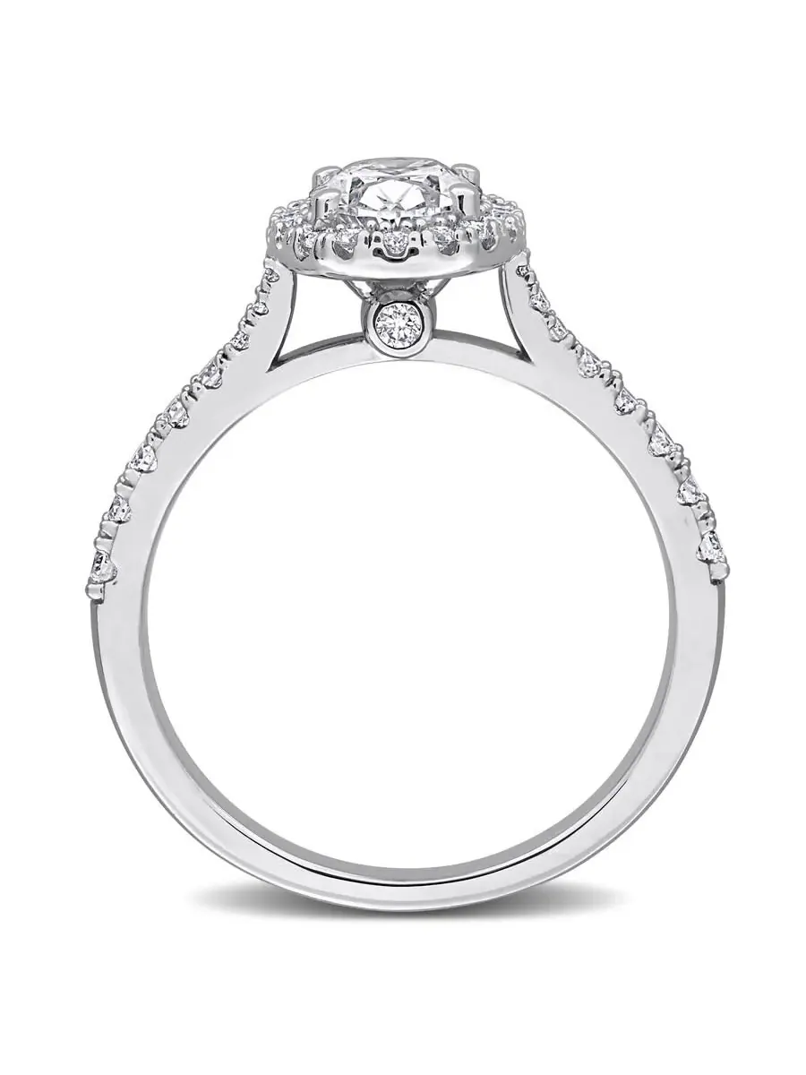 Созданное Forever 1 2/5CT TGW овальное и круглое лабораторно выращенное бриллиантовое кольцо с гало — изображение 4 из 6
