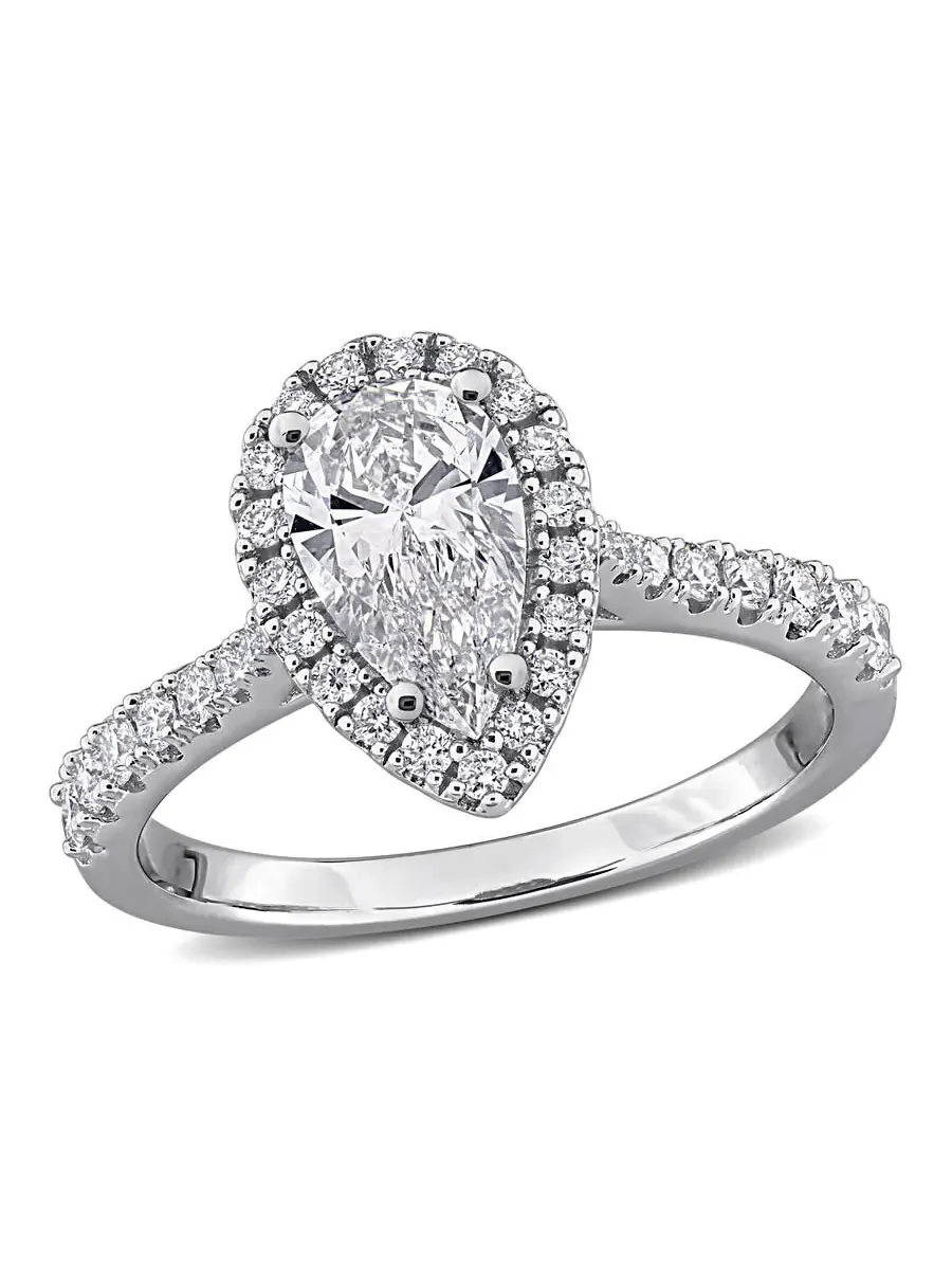 Созданное Forever 1 2/5CT TGW Кольцо с огранкой груша и круглый бриллиант, выращенный в — изображение 1 из 6, оттенок белый