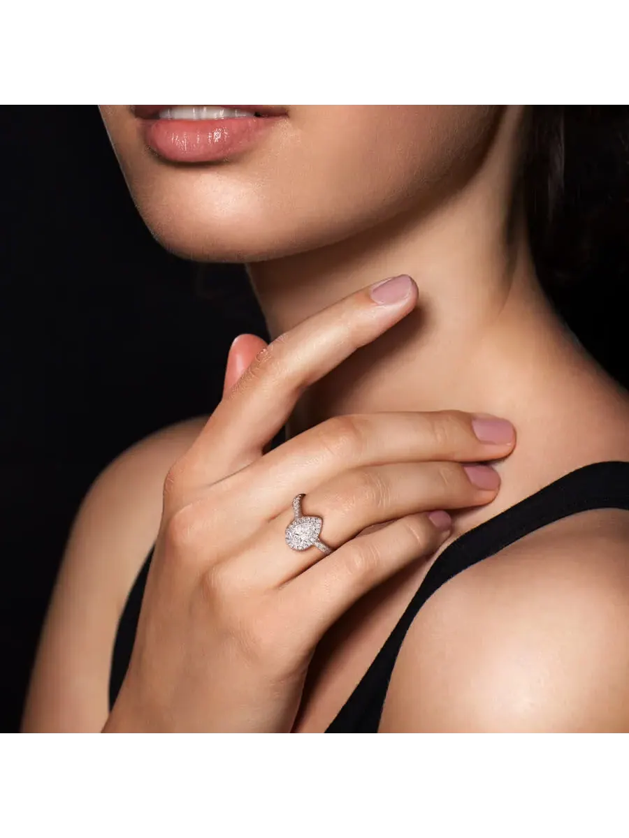 Созданное Forever 1 2/5CT TGW Кольцо с огранкой груша и круглый бриллиант, выращенный в — изображение 6 из 6, оттенок белый