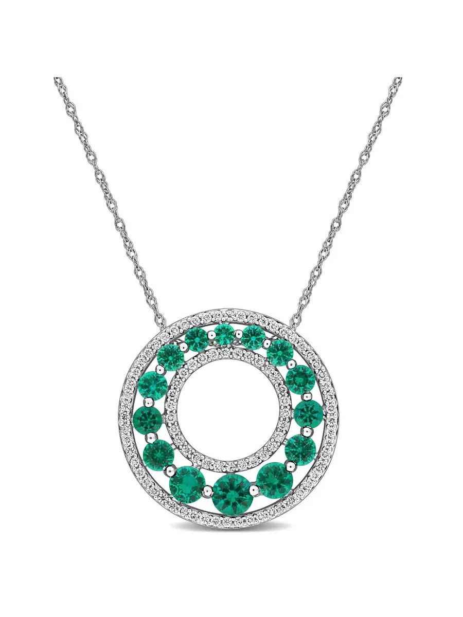 Подвеска в виде круга Forever 1 4/5CT TGW с созданным синим сапфиром и 1/3CT TW лабораторно
