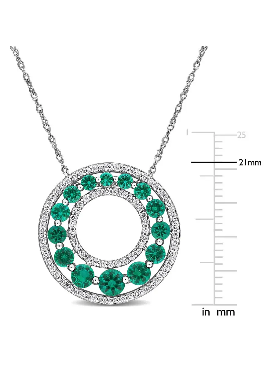 Подвеска в виде круга Forever 1 4/5CT TGW с созданным синим сапфиром и 1/3CT TW лабораторно — изображение 2 из 4