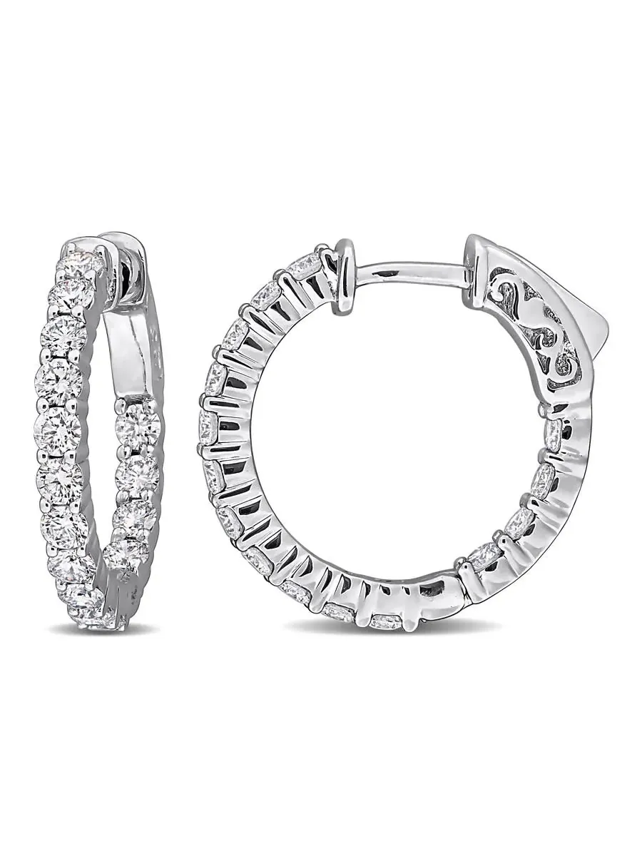 Созданы Forever 1 5/8 CT серьги-кольца с лабораторно выращенным бриллиантом TW из белого золота 14 — изображение 1 из 4