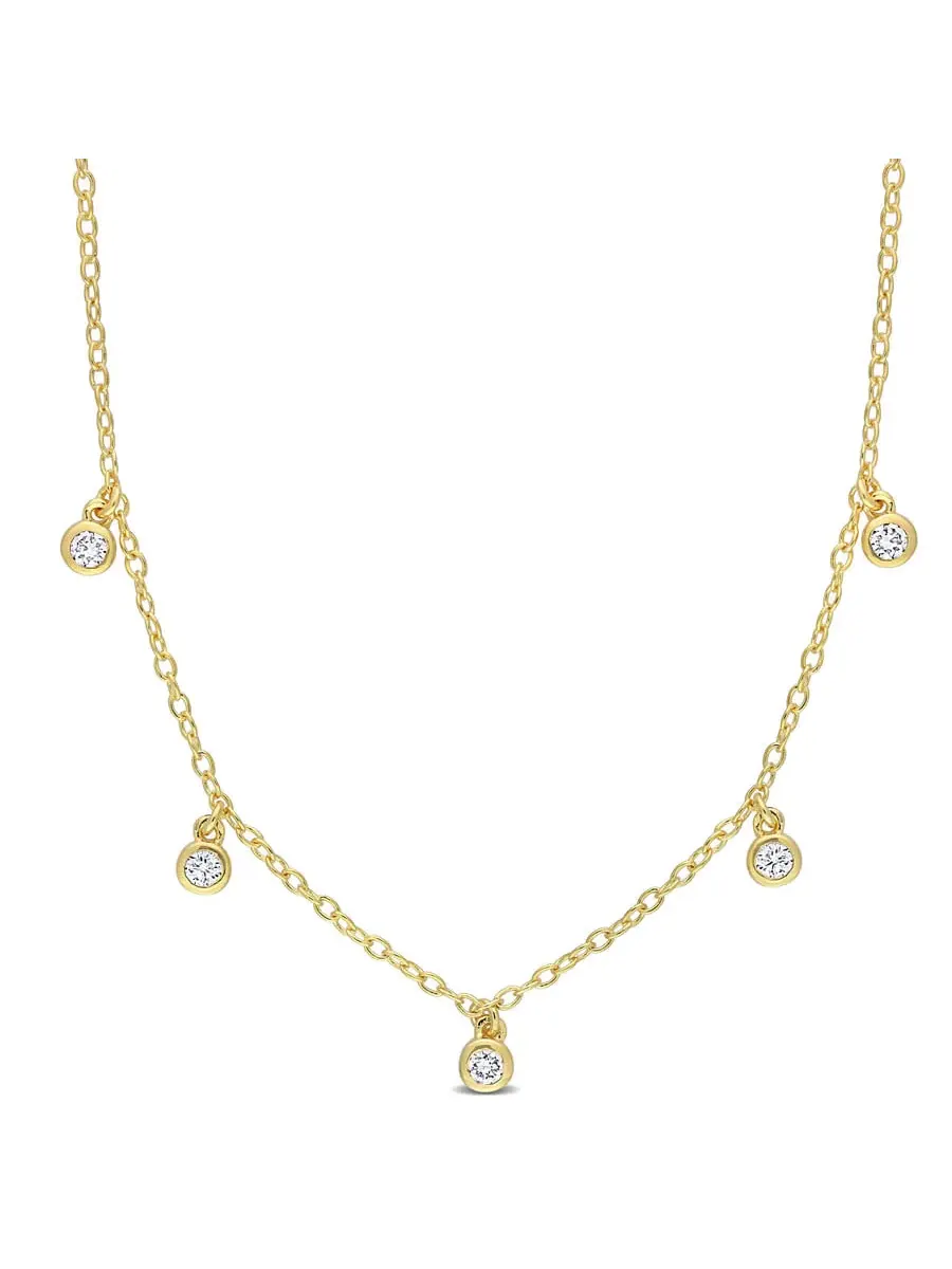 Созданное ожерелье Forever 1/6 CT TGW Lab Created Diamond Station из стерлингового серебра с — изображение 1 из 6