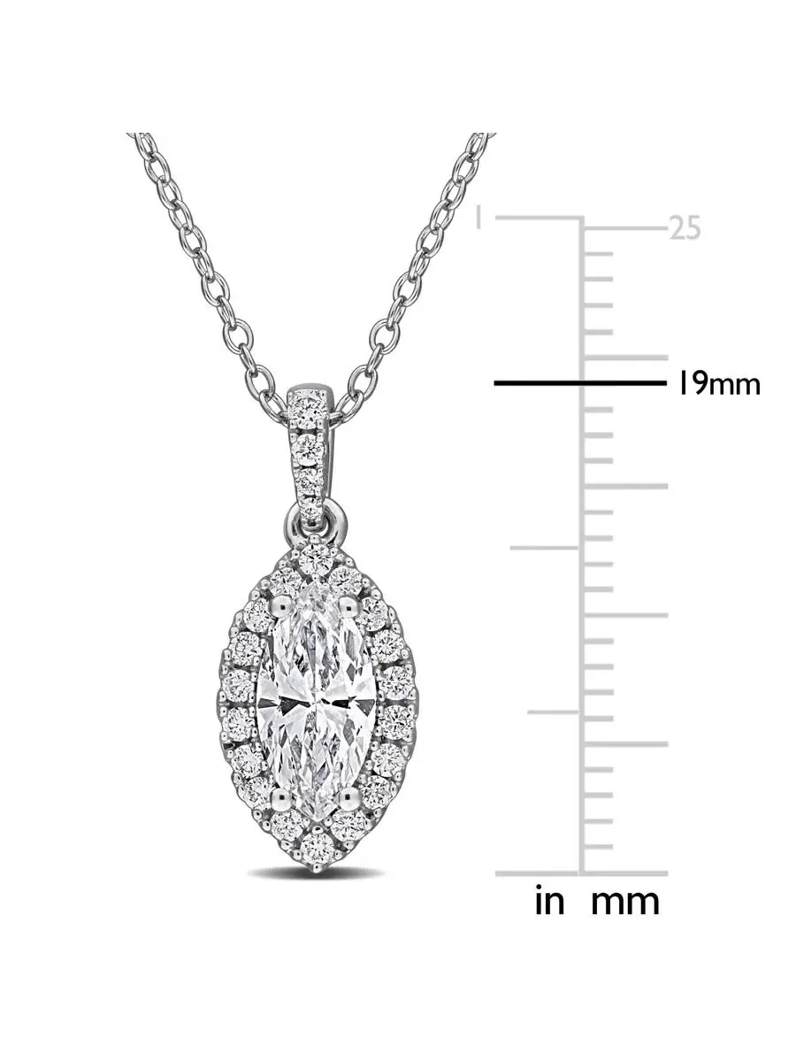 Подвеска с цепочкой Forever 1CT TGW с лабораторно выращенным бриллиантом огранки маркиз и круглая — изображение 2 из 4