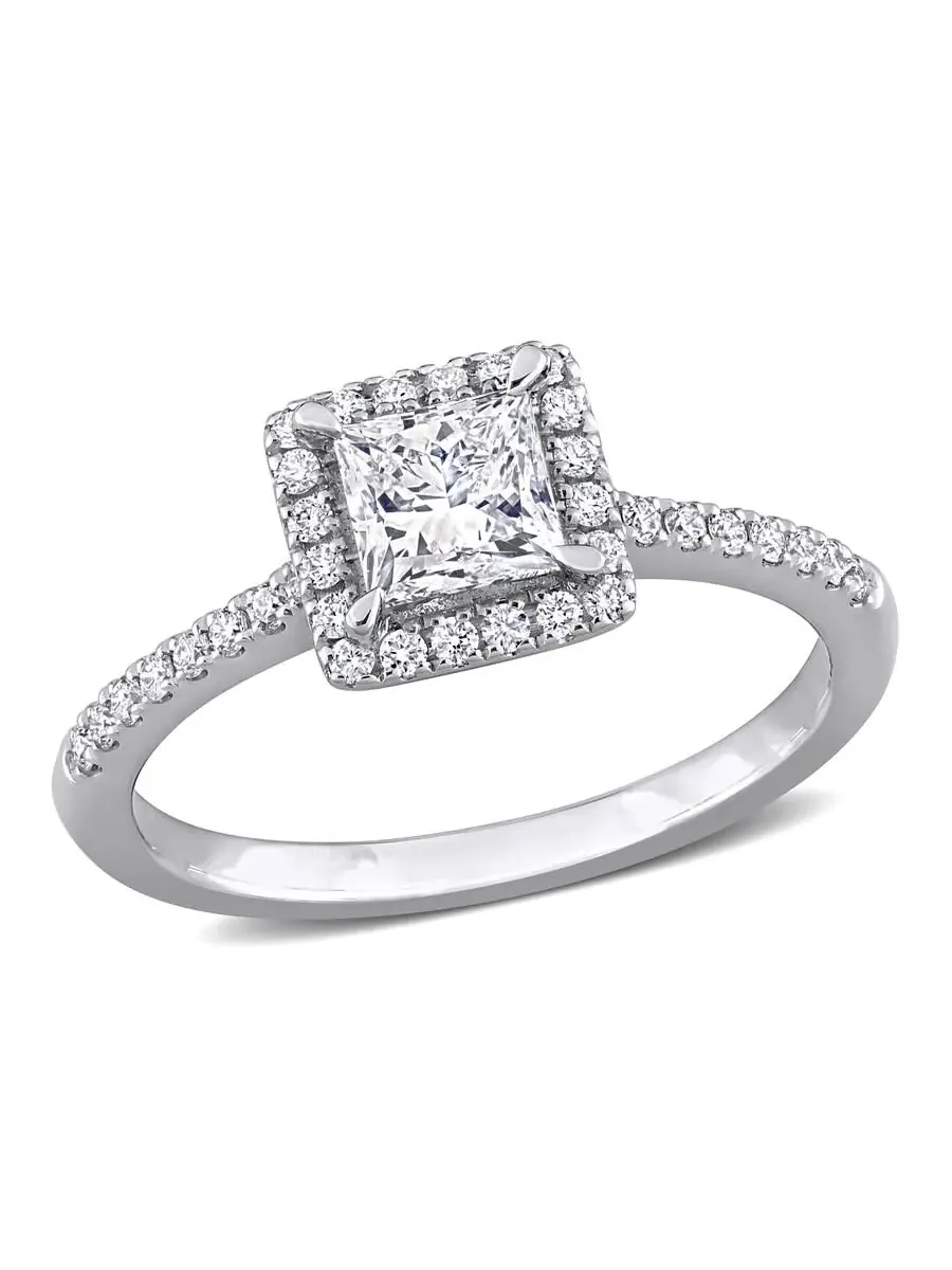 Кольцо для помолвки Forever 1 CT TW Princess & Round Lab Created Diamond с акцентом из цаворита в — изображение 1 из 6
