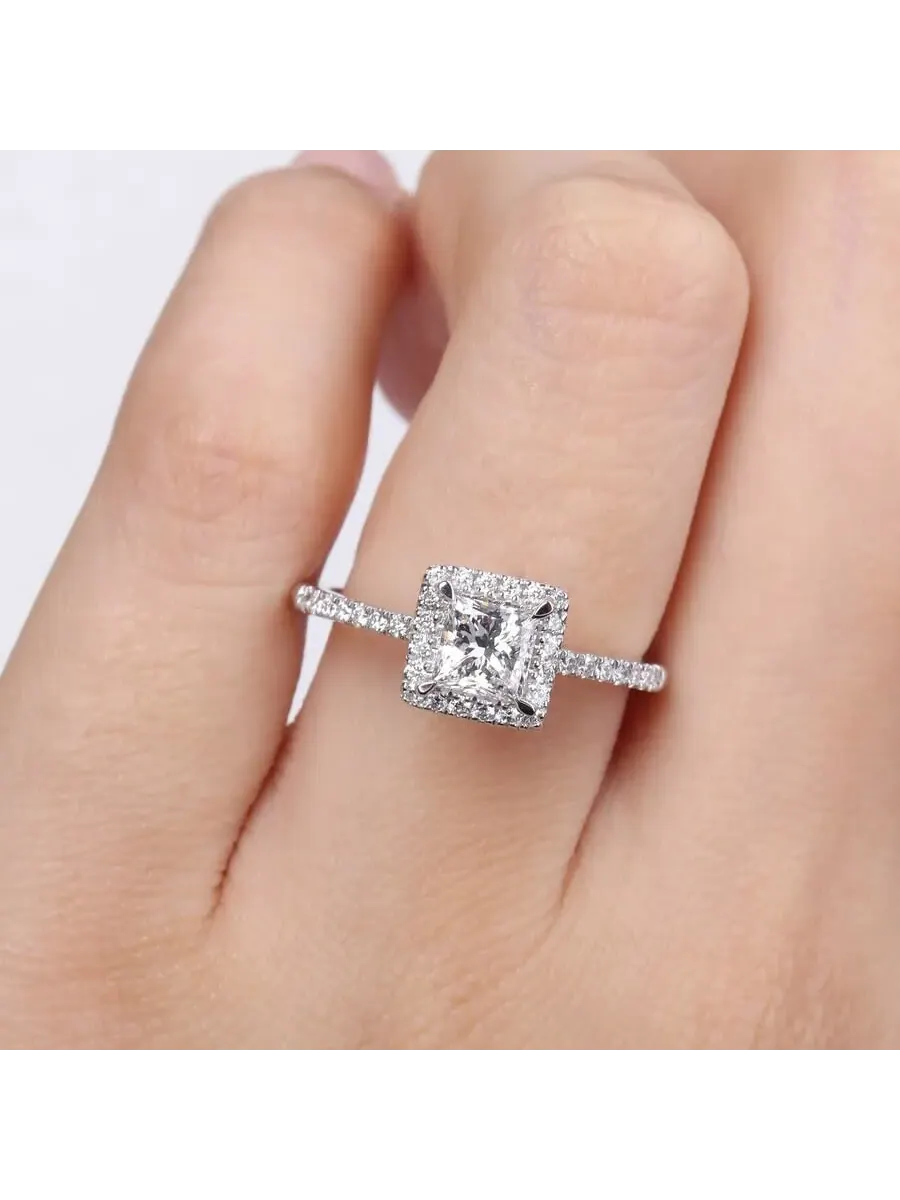 Кольцо для помолвки Forever 1 CT TW Princess & Round Lab Created Diamond с акцентом из цаворита в — изображение 3 из 6