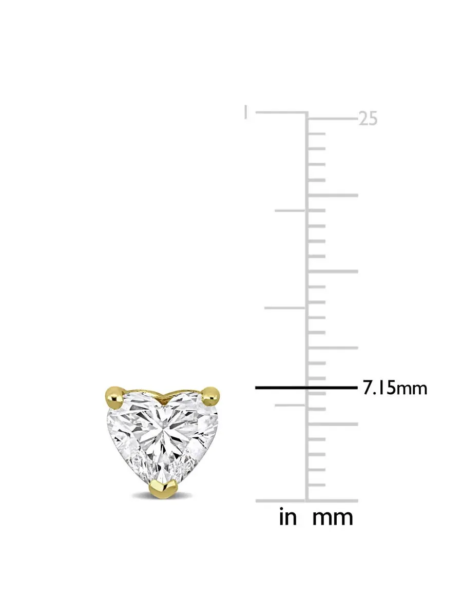 Созданы Forever 2 CT сердечные лабораторно выращенные бриллиантовые серьги-гвоздики, 14 карат — изображение 2 из 4