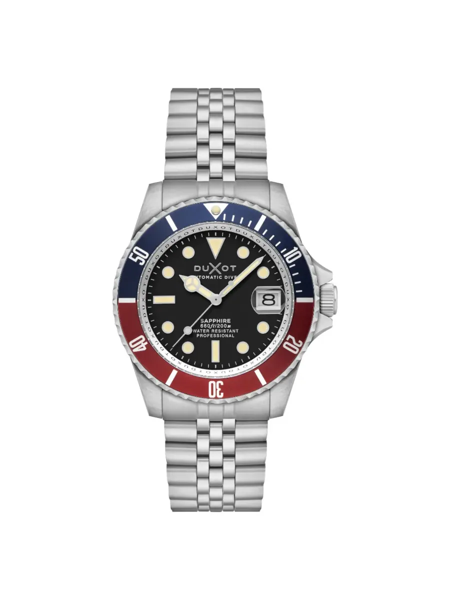 Мужские часы Duxot Atlantica Diver Automatic с черным циферблатом DX-2057-11 — изображение 1 из 5, оттенок синий красный